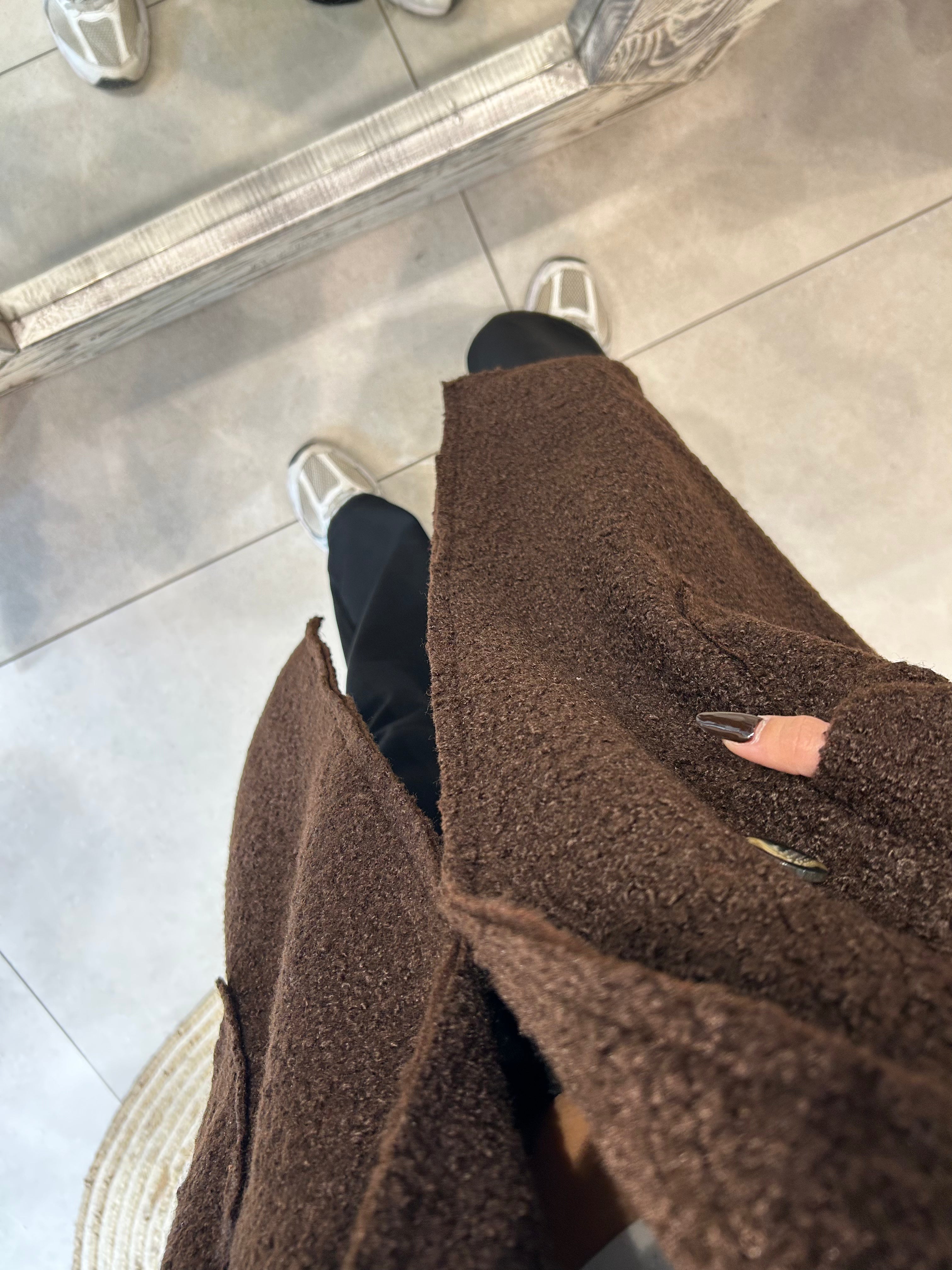 CHOCOLATE BROWN BOUCLE COAT