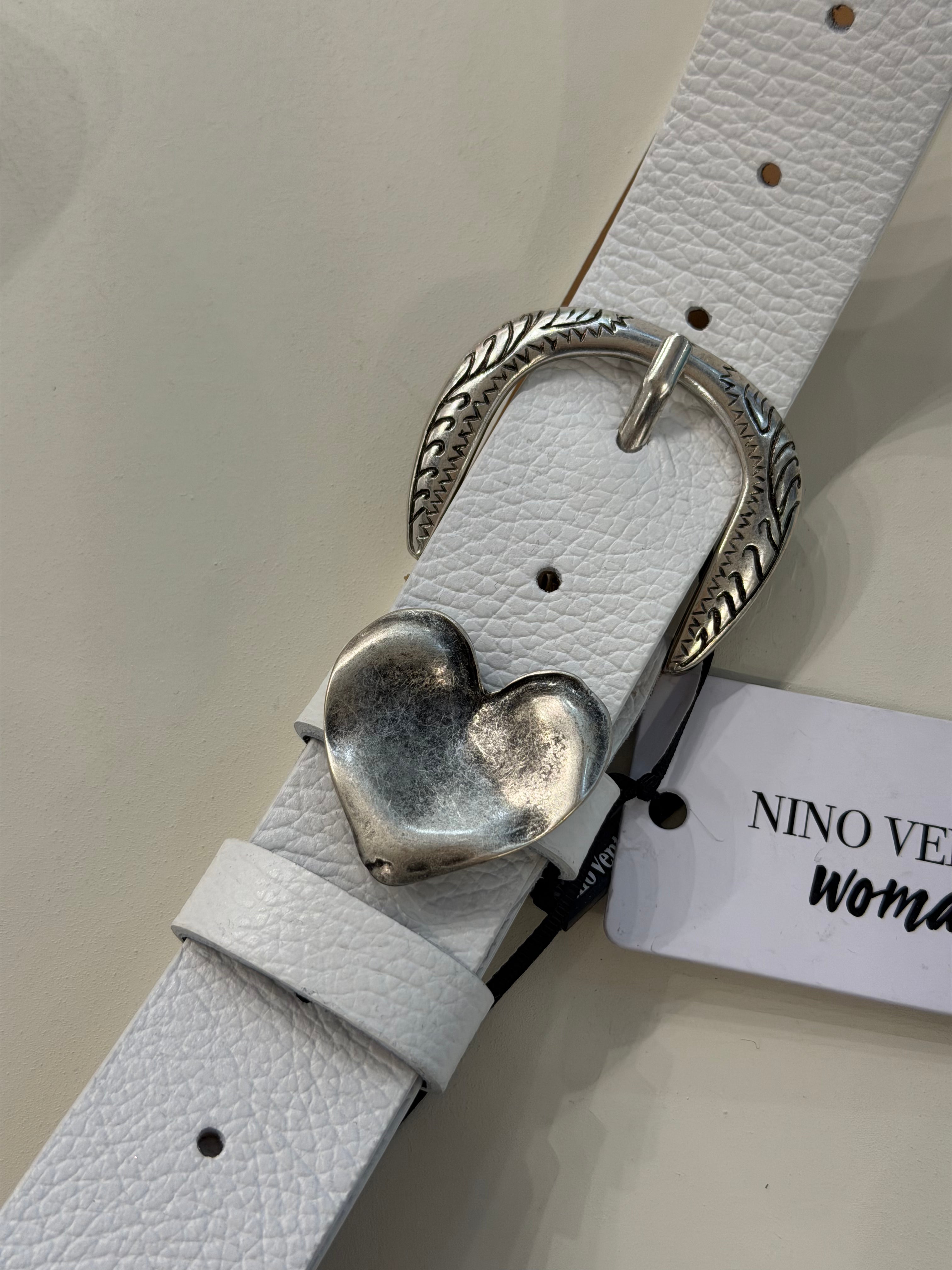 HEART WHITE LEATHER BELT
