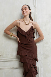 COCOA MUSE MAXI DRESS WITH RUFFLES
