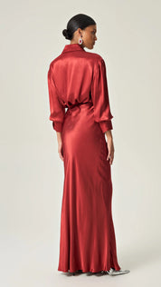 SCARLET SATIN GRACE MAXI SKIRT