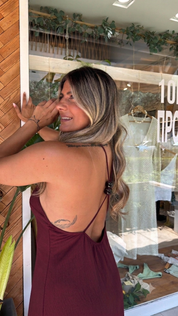 MAYA BACKLESS WINE MAXI DRESS