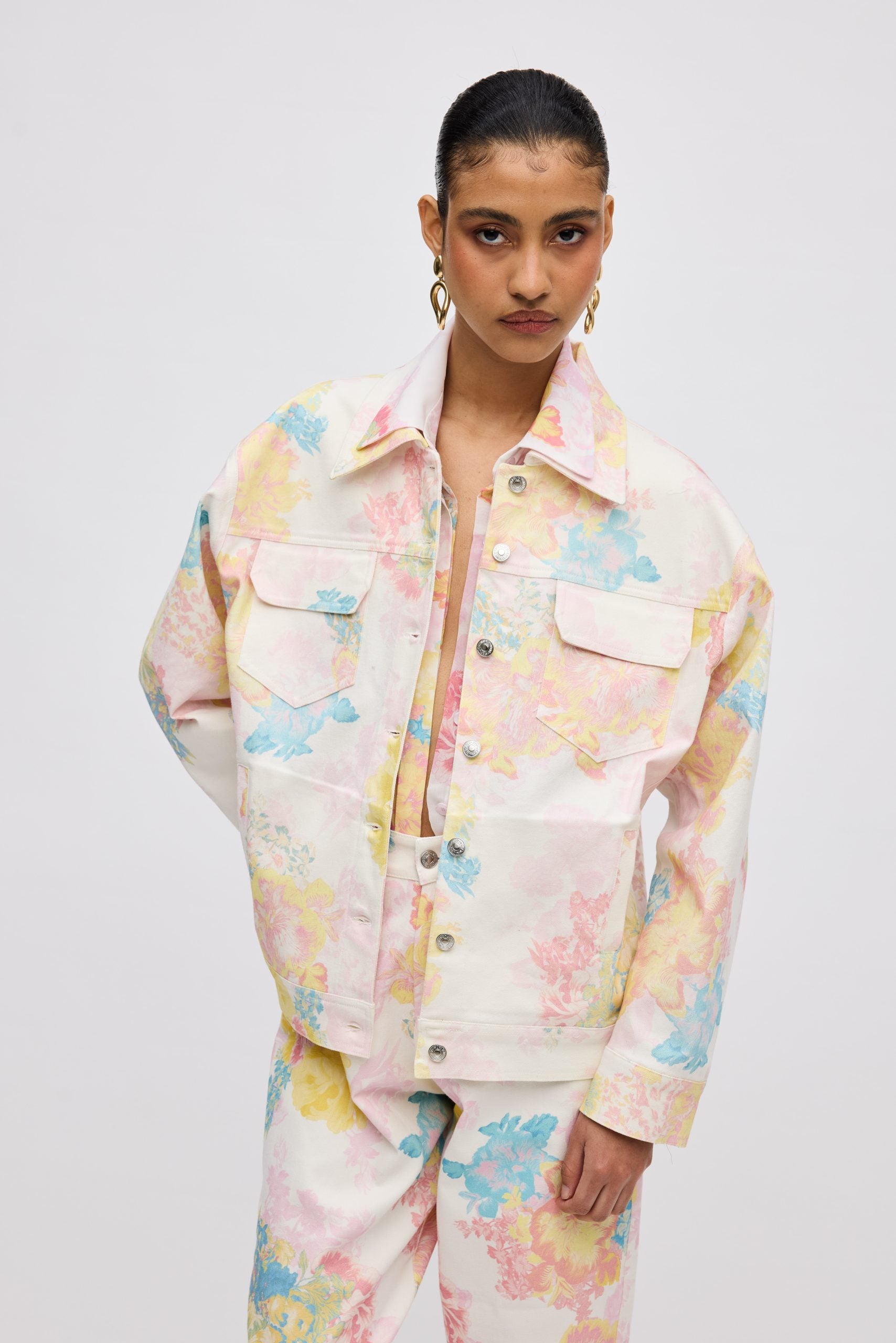 FLORAL MIST DENIM JACKET