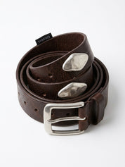LEATHER BROWN BELT WITH SILVER STONES