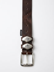 LEATHER BROWN BELT WITH SILVER STONES