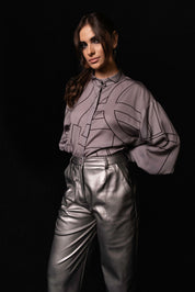 LAVEN SILVER ECO LEATHER PANTS 