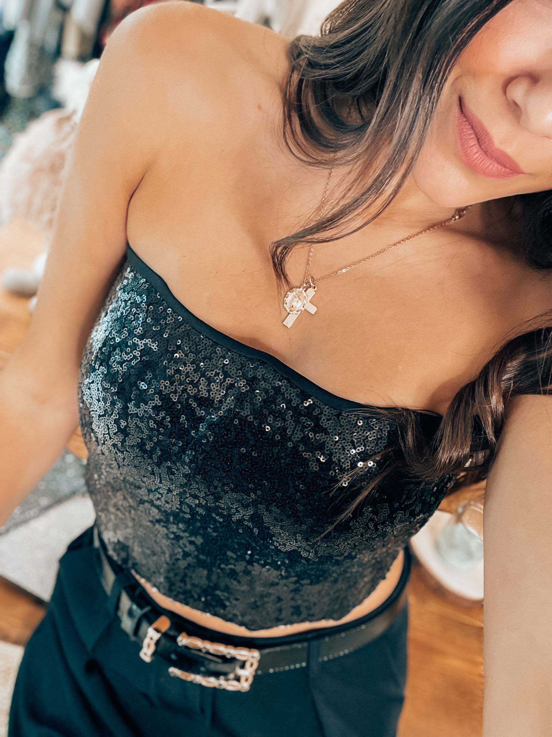LOVE ME SLOWLY BLACK SEQUIN CORSET