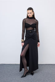 BLACK JERSEY SKIRT 