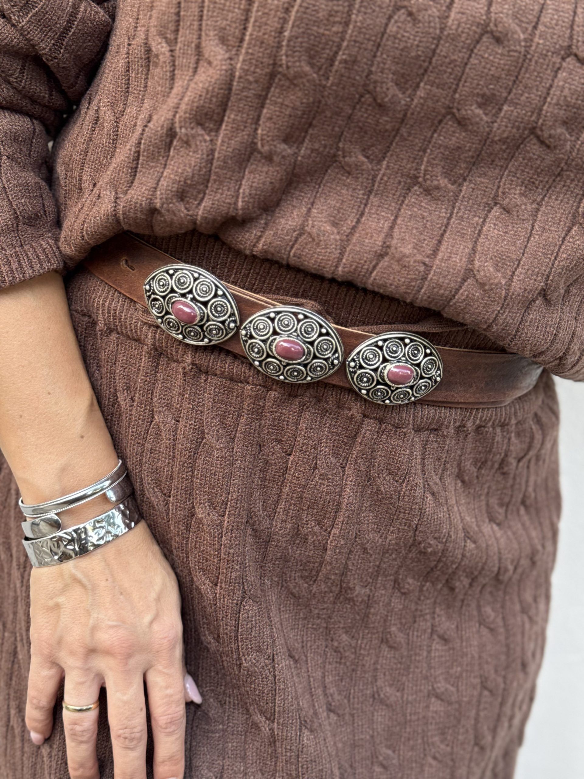 LEATHER BROWN AFRODITE BELT 