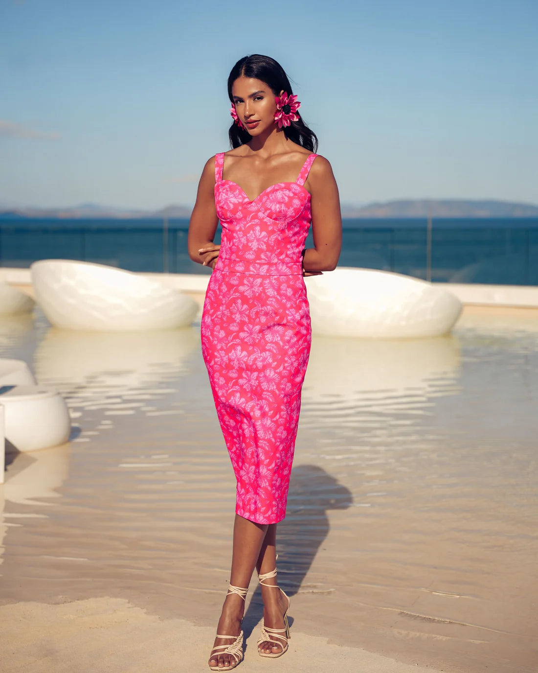FUCHSIA PASSION MIDI 100% COTTON DRESS