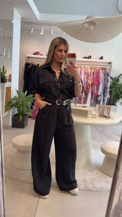 GRACE UTILITY BLACK JUMPSUIT
